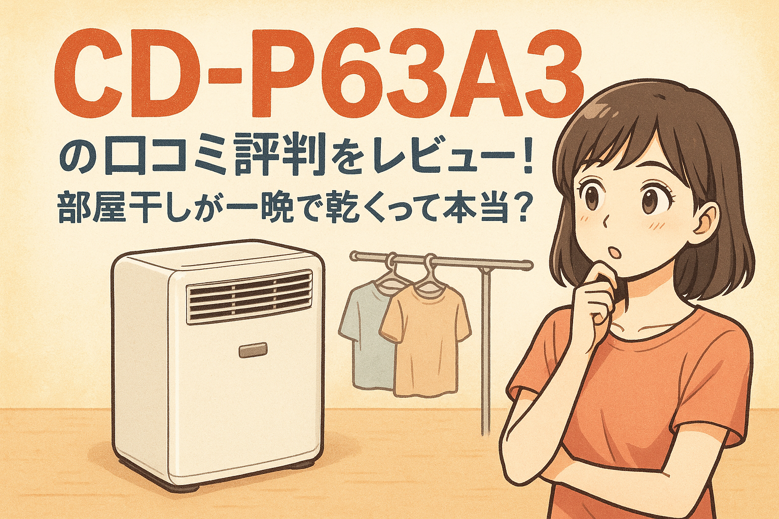 CD-P63A3の口コミ評判をレビュー！部屋干しが一晩で乾くって本当？