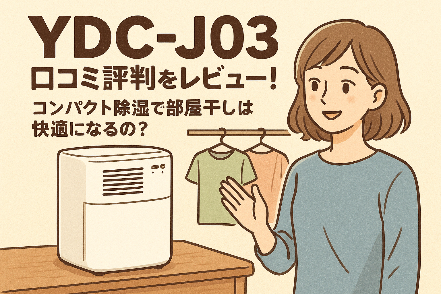 YDC-J03 口コミ評判をレビュー！コンパクト除湿で部屋干しは快適になるの？