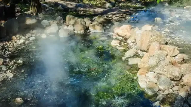 自然の中の温泉の写真