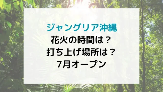 ジャングリア花火の時間は何時から何時まで？打ち上げ場所は？沖縄の新テーマパーク
